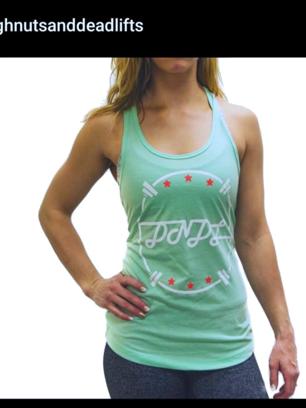 Doughnuts & Deadlifts Mint Green Racerback Tank | S